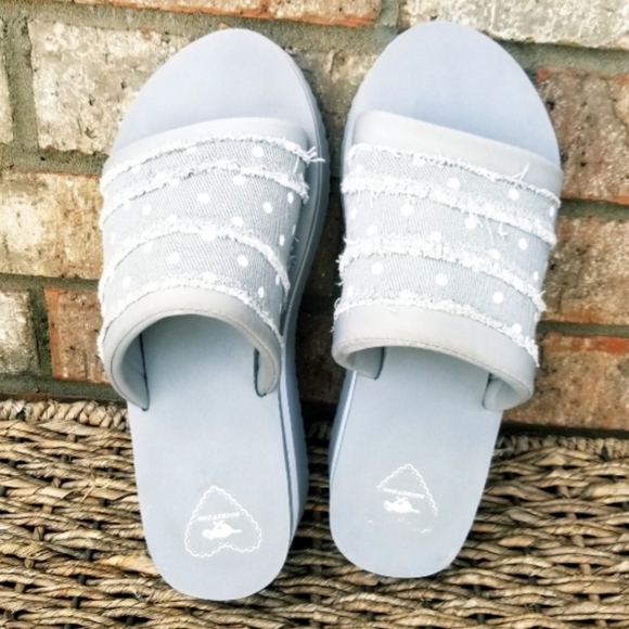 Rocket Dog Hilo GRAY Cotton Platform  Wedge Sandals  (Size 9) Summer Slide shoes - Picture 5 of 8